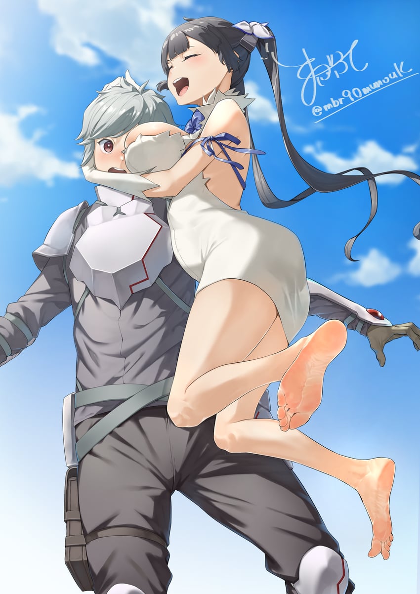 hestia and bell cranel (dungeon ni deai wo motomeru no wa machigatteiru darou ka) drawn by maburoku