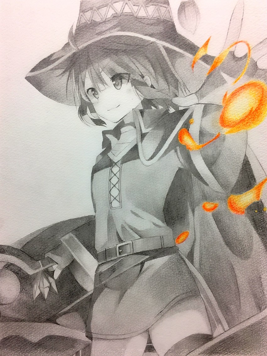 megumin (kono subarashii sekai ni shukufuku wo!) drawn by apple_(zdj0266)