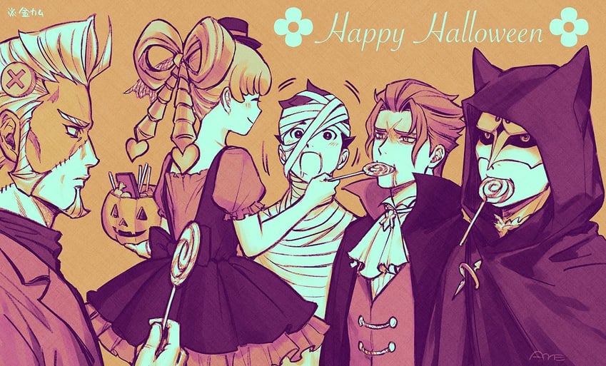 ryunosuke naruhodo, barok van zieks, iris wilson, masked apprentice, and mael stronghart (ace attorney and 2 more) drawn by amemomism