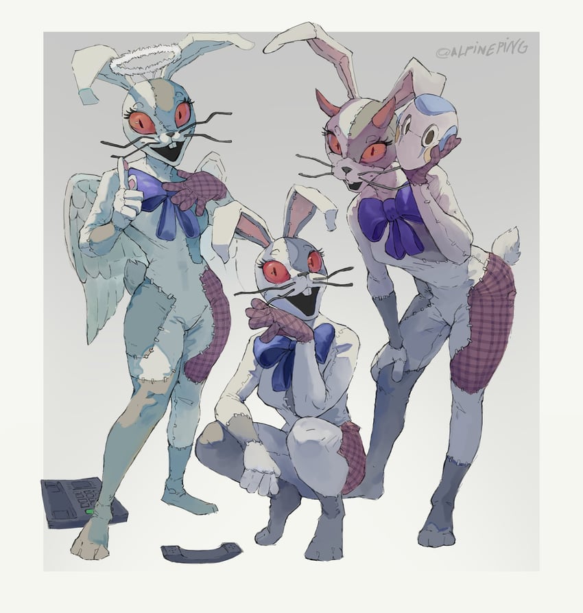 vanny and staff bot (five nights at freddy's and 1 more) drawn by alpineping
