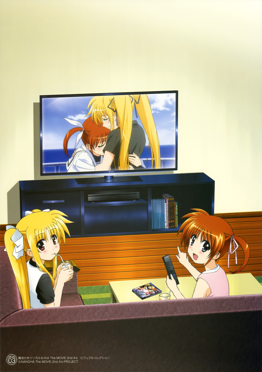 fate testarossa and takamachi nanoha (lyrical nanoha and 3 more) drawn by okuda_yasuhiro