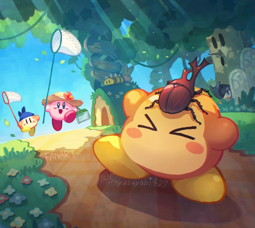 kirby, waddle dee, bandana waddle dee, whispy woods, polof, and 2 more (kirby) drawn by suyasuyabi