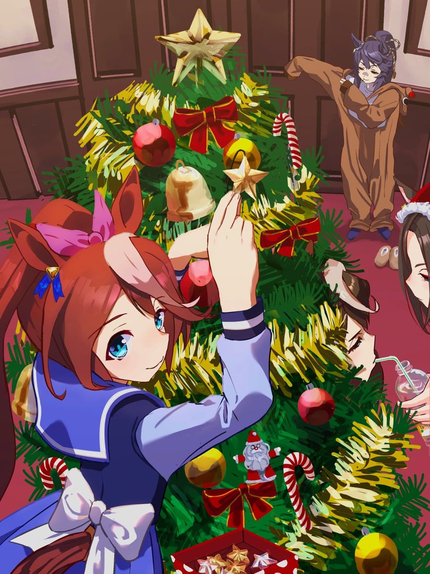 tokai teio, narita brian, biwa hayahide, symboli rudolf, and air groove (umamusume) drawn by no_uwazumi
