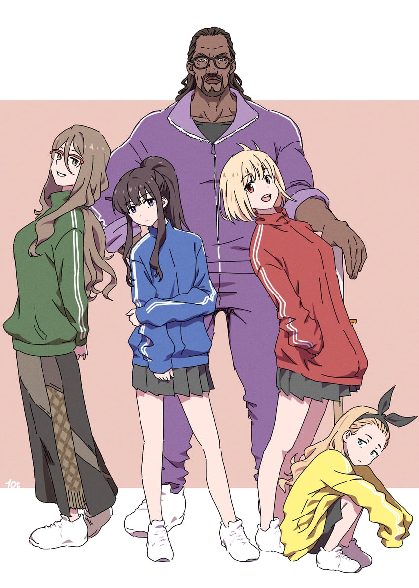 nishikigi chisato, inoue takina, kurumi, nakahara mizuki, and mika (lycoris recoil) drawn by 10ttruck