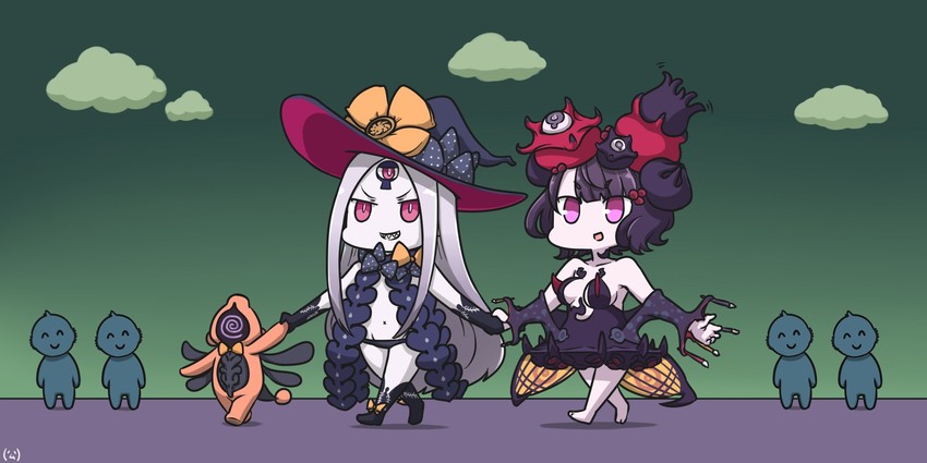 abigail williams, katsushika hokusai, and yog-sothoth (fate and 2 more) drawn by hamu_koutarou