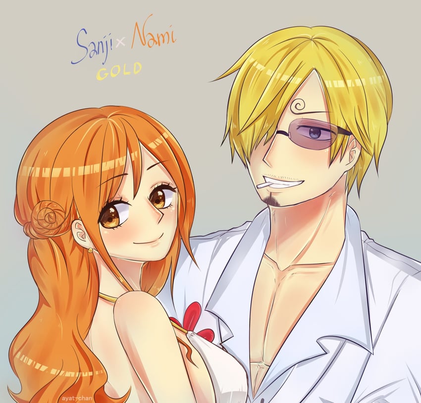 nami and sanji (one piece and 1 more) drawn by ayat_chan