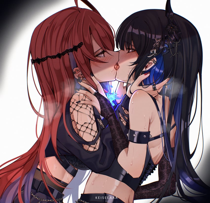 nerissa ravencroft and elizabeth rose bloodflame (hololive and 1 more) drawn by keisea