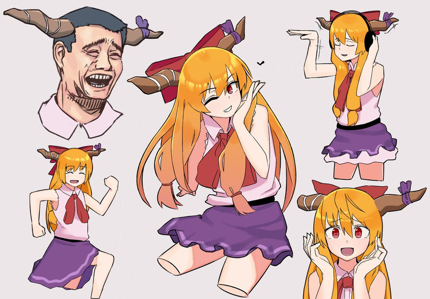 ibuki suika, yamin, and yao ming (touhou and 2 more) drawn by ohasi