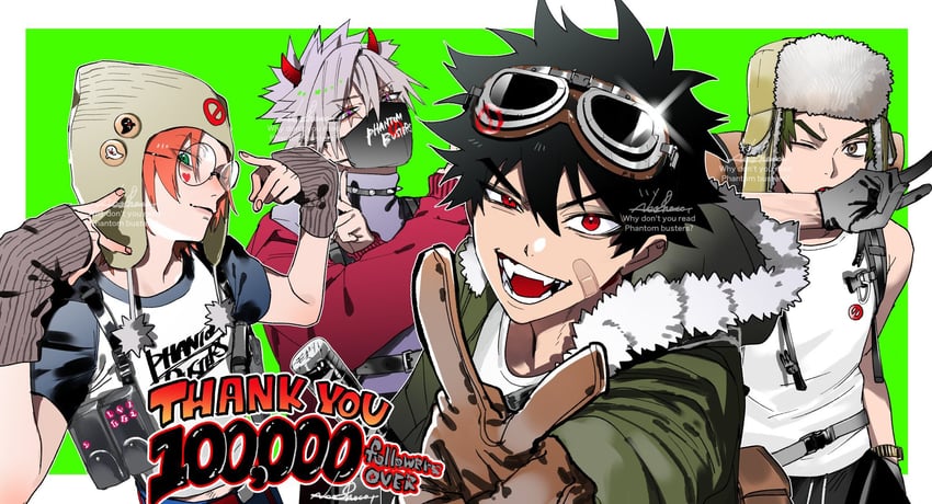 mogari shishikuno, kanzaki kaoru, kotaro tamon, and eugene korekishi (phantom busters) drawn by neoshoco