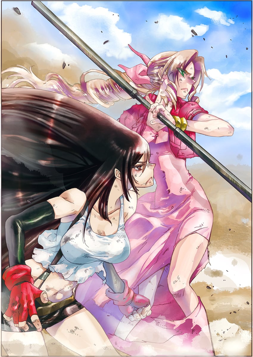 tifa lockhart and aerith gainsborough (final fantasy and 1 more) drawn by torimeiro
