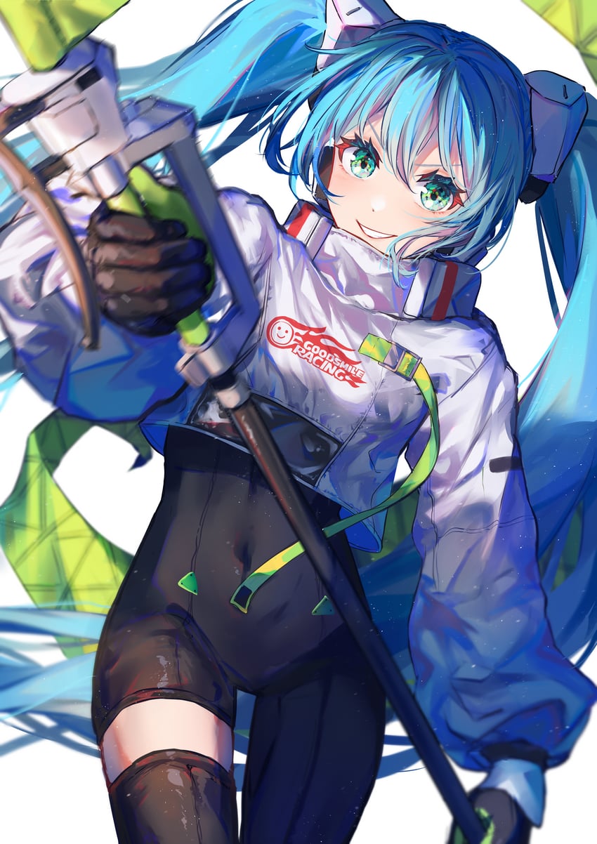 hatsune miku and racing miku (vocaloid and 1 more) drawn by yuzuha_wasa