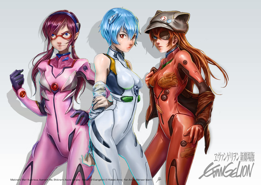 souryuu asuka langley, ayanami rei, and makinami mari illustrious (neon genesis evangelion and 1 more) drawn by marwan_islami