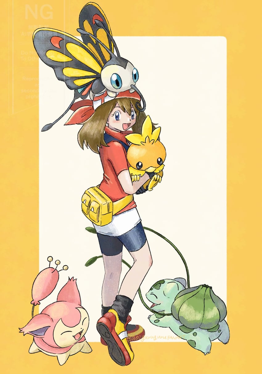 may, bulbasaur, torchic, skitty, and beautifly (pokemon and 1 more) drawn by omochi_(aoi_guruguru)
