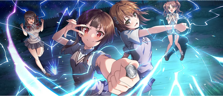 misaka mikoto, megumin, shirai kuroko, and yunyun (toaru majutsu no index and 3 more)