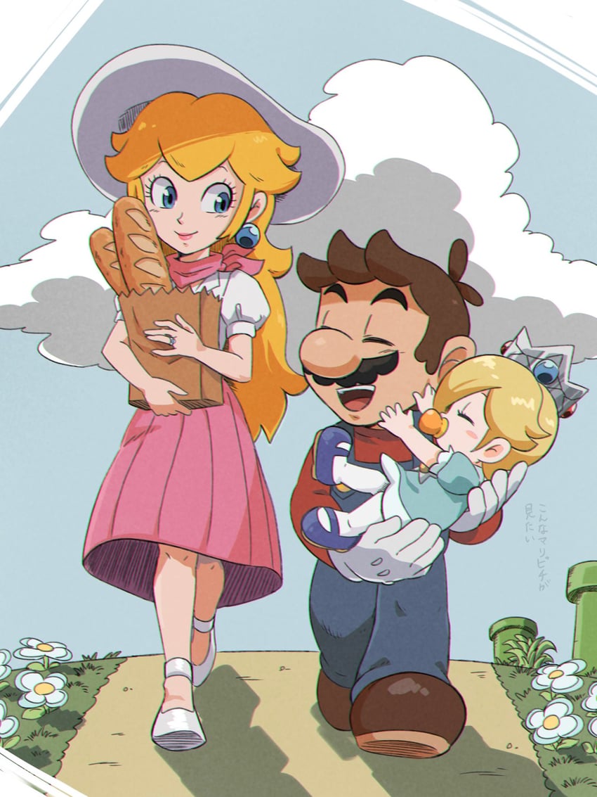 princess peach, mario, rosalina, and baby rosalina (mario and 1 more) drawn by ya_mari_6363