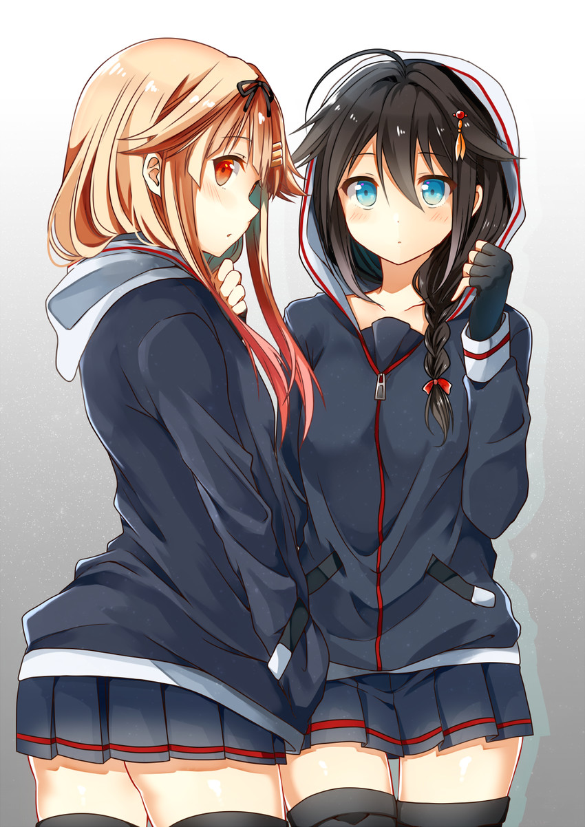 shigure, yuudachi, shigure kai ni, and yuudachi kai ni (kantai collection) drawn by tarachine