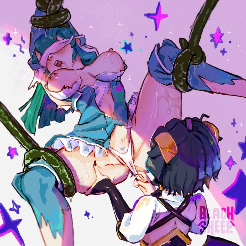 hiiragi utena, magia baiser, minakami sayo, and magia azure (mahou shoujo ni akogarete) drawn by blacksheepdraws