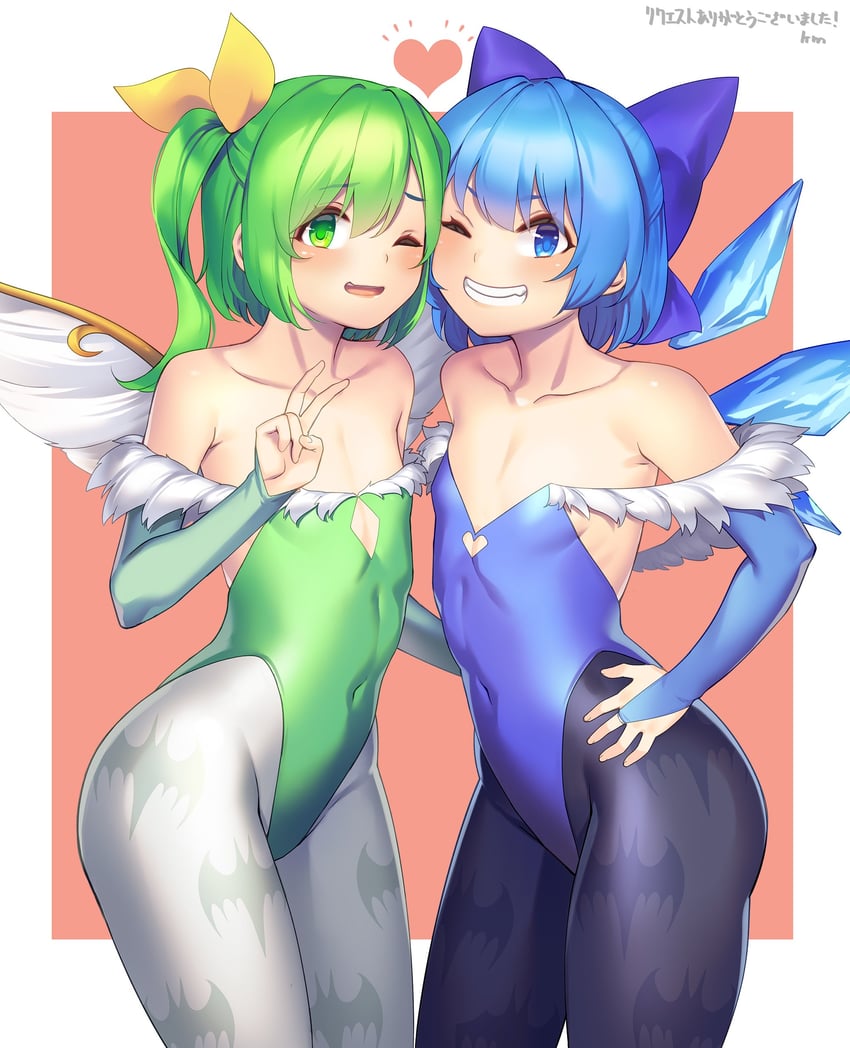 cirno, daiyousei, morrigan aensland, and lilith (touhou and 1 more) drawn by tarmo