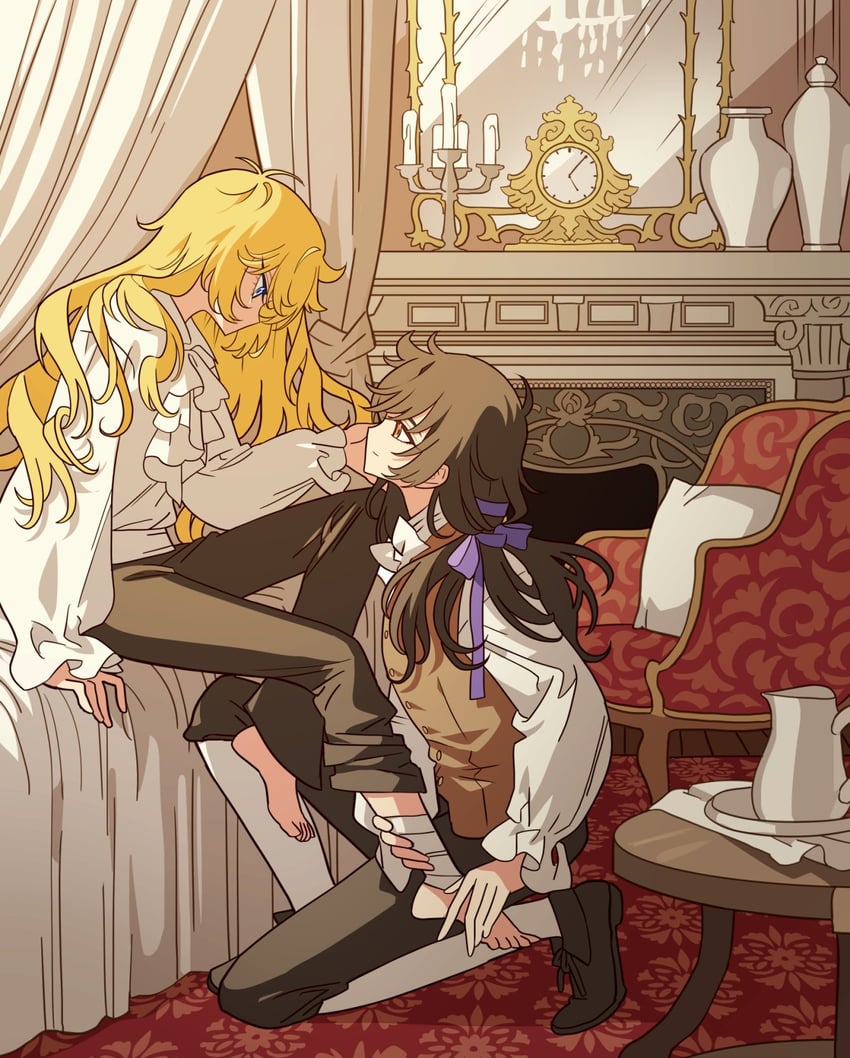 oscar francois de jarjayes and andre grandier (versailles no bara) drawn by meremero