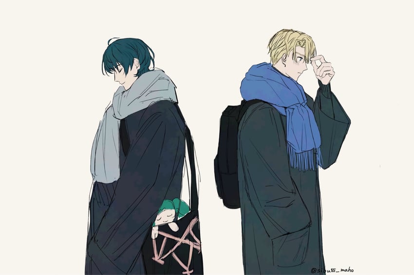 dimitri alexandre blaiddyd, male byleth, and sothis (fire emblem and 1 more) drawn by sibu85_maho