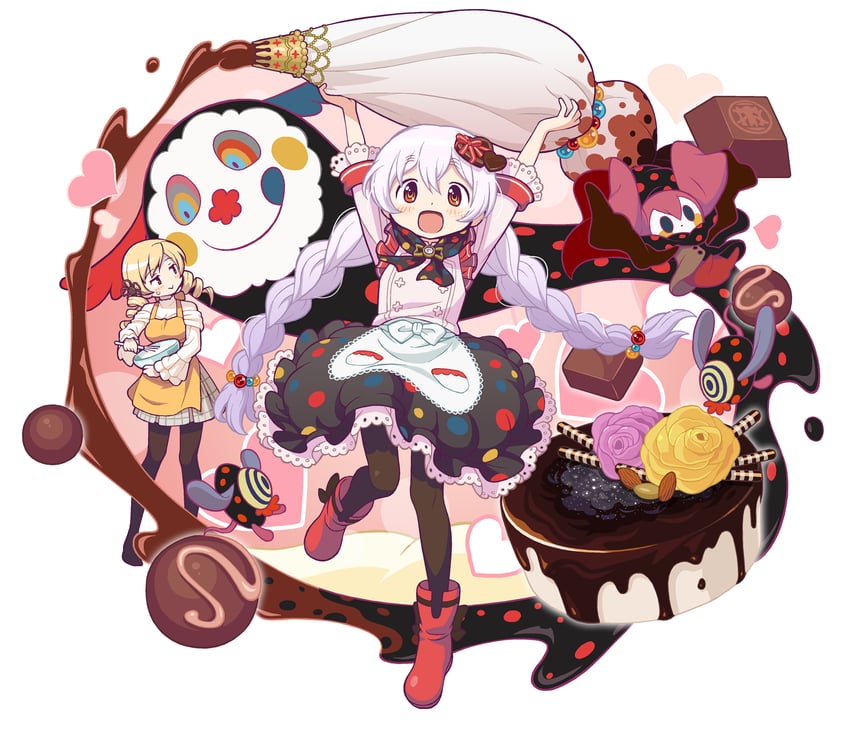 tomoe mami, charlotte, and momoe nagisa (mahou shoujo madoka magica and 1 more) drawn by gecchu