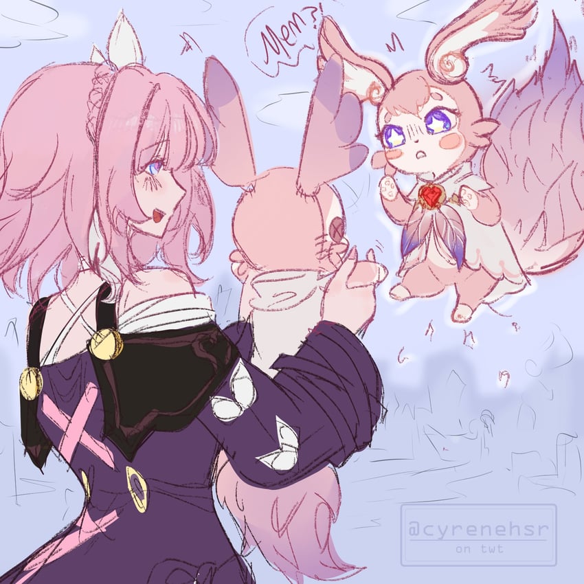 cyrene and mem (honkai and 1 more) drawn by cyrene_daily
