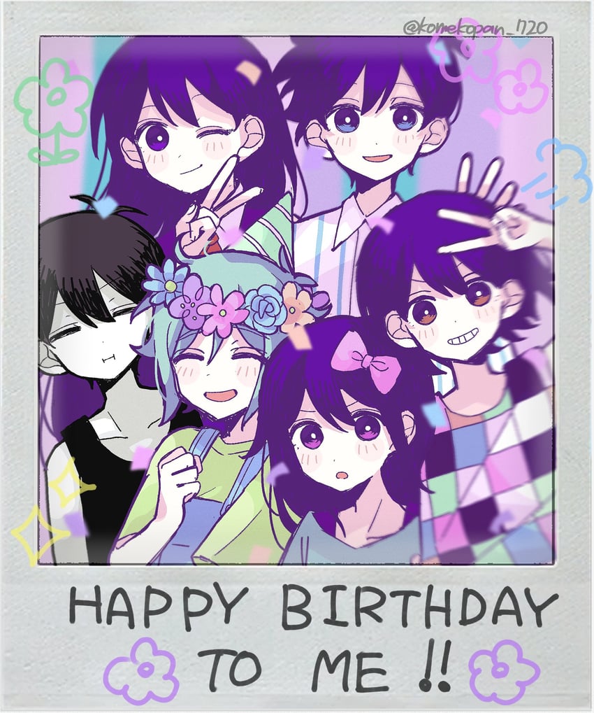 omori, basil, aubrey, mari, kel, and 1 more (omori) drawn by komekopan_720
