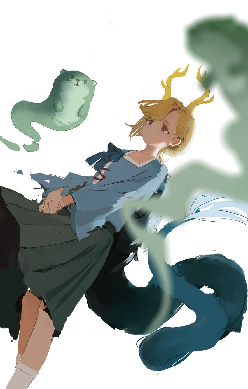 kicchou yachie and otter spirit (touhou) drawn by sancking_(fatekl)