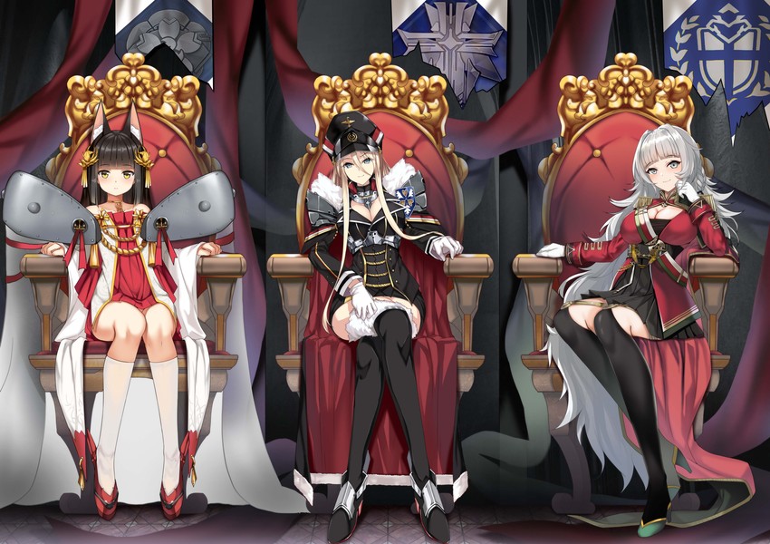 nagato, bismarck, and vittorio veneto (azur lane) drawn by sola_(sola04)