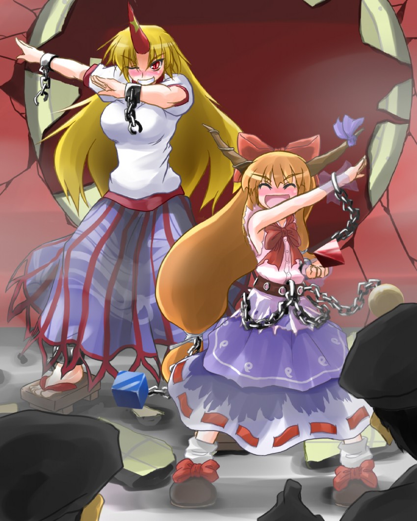 ibuki suika and hoshiguma yuugi (touhou and 1 more) drawn by kazami_shirou_(kaizou-zumi)