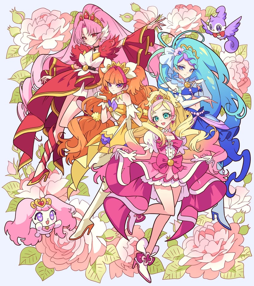 amanogawa kirara, haruno haruka, kaidou minami, cure twinkle, akagi towa, and 5 more (precure and 1 more) drawn by meremero
