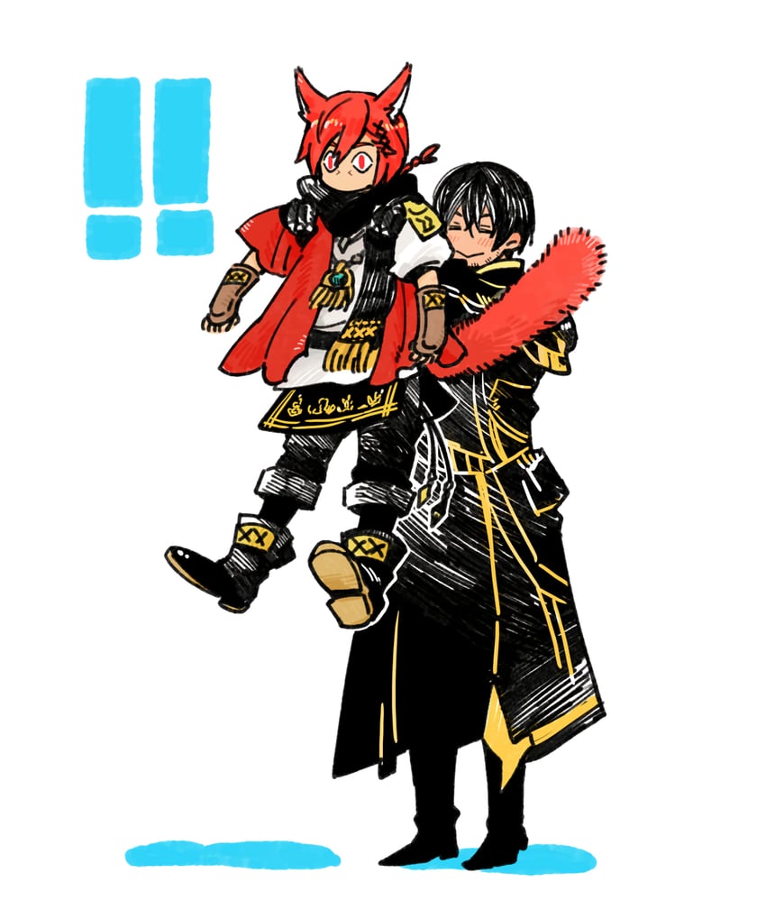 warrior of light, g'raha tia, and hiroshi (final fantasy and 1 more) drawn by itowo_(itowc)