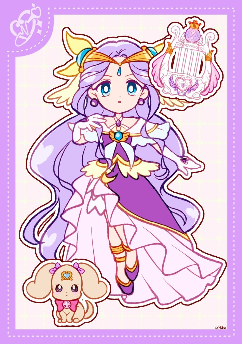 fuurin asumi, cure earth, and latte (precure and 1 more) drawn by uwded_207
