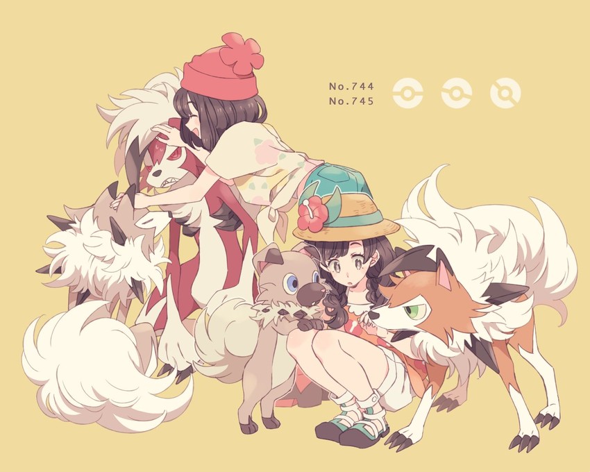 selene, lycanroc, and rockruff (pokemon and 2 more) drawn by komasawa_(fmn-ppp)