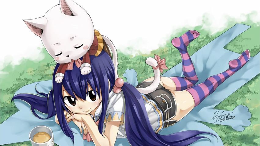 wendy marvell and charle (fairy tail) drawn by mashima_hiro