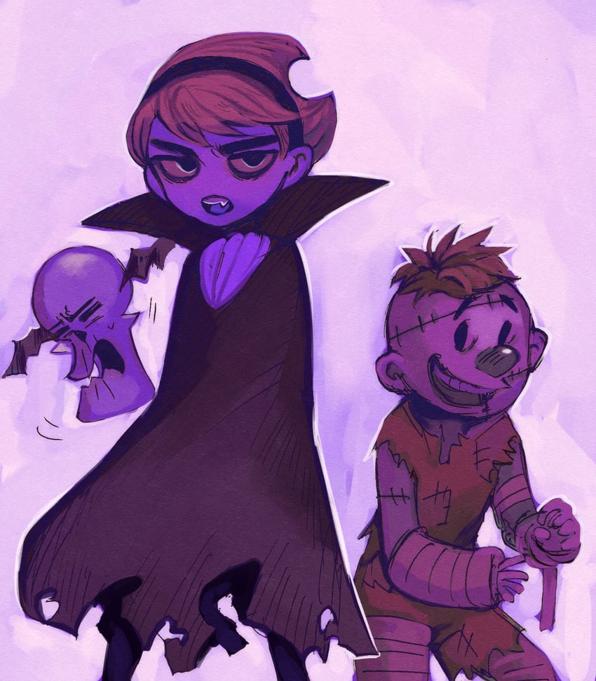 frankenstein's monster, death, mandy, grim, and billy (the grim adventures of billy & mandy) drawn by kabochashige
