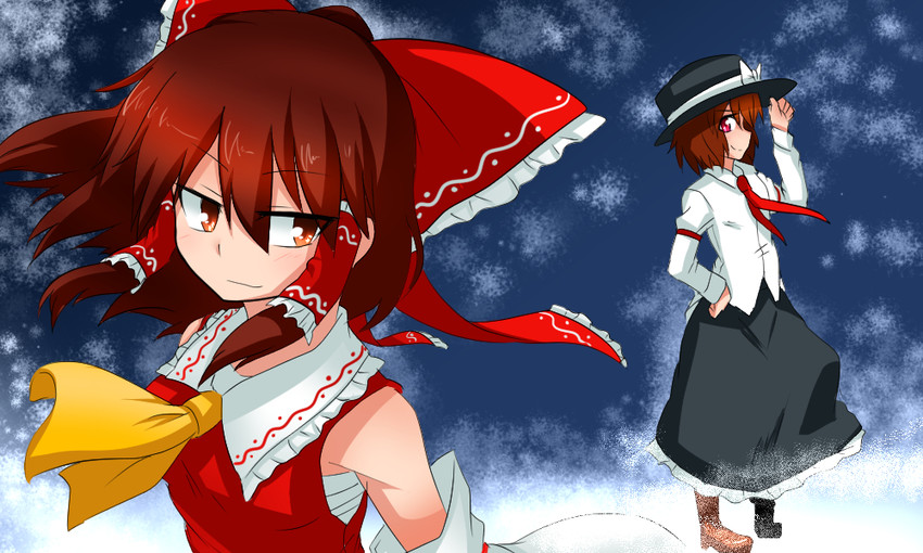 hakurei reimu and usami renko (touhou) drawn by sumiya_nadateru