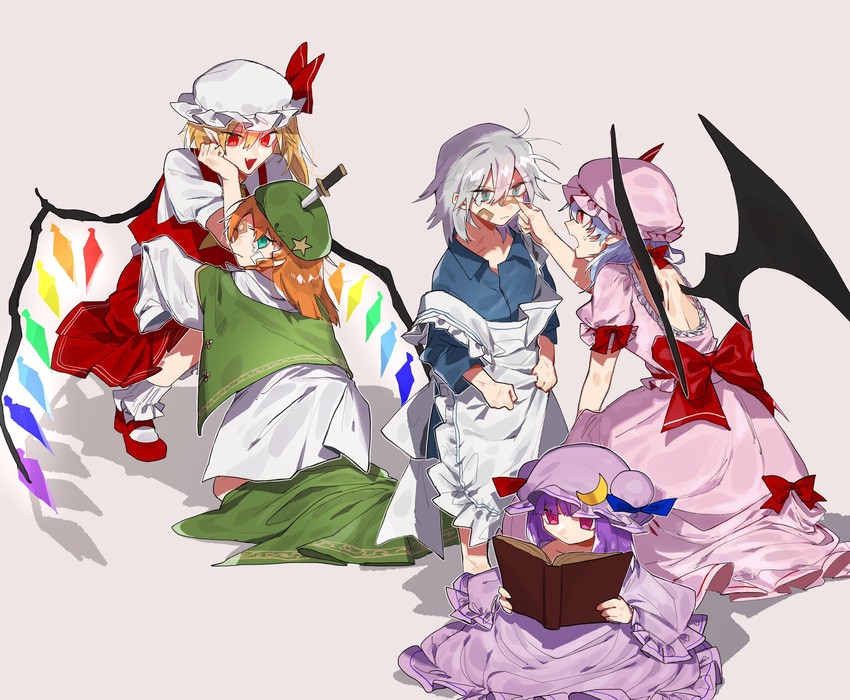 remilia scarlet, flandre scarlet, izayoi sakuya, patchouli knowledge, and hong meiling (touhou) drawn by fuuga_(perv_rsity)
