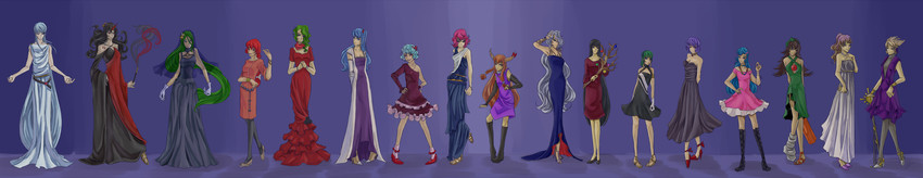 remilia scarlet, saigyouji yuyuko, reiuji utsuho, kazami yuuka, hinanawi tenshi, and 12 more (touhou) drawn by dilaih