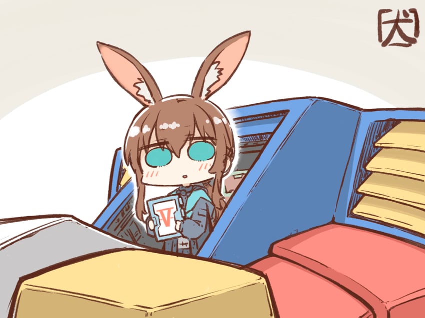 amiya, rx-78-2 gundam, and kurosawa tomoyo (arknights and 2 more) drawn by akanotanin13