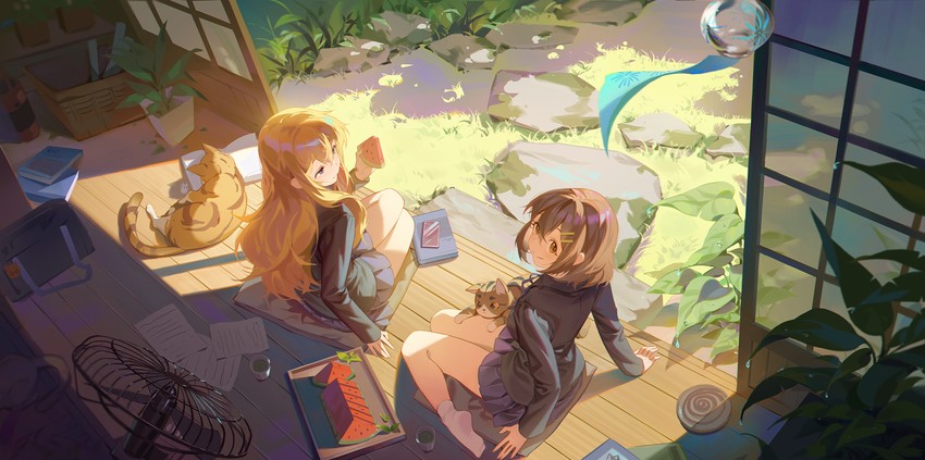 hirasawa yui and kotobuki tsumugi (k-on!) drawn by xiaojiaju
