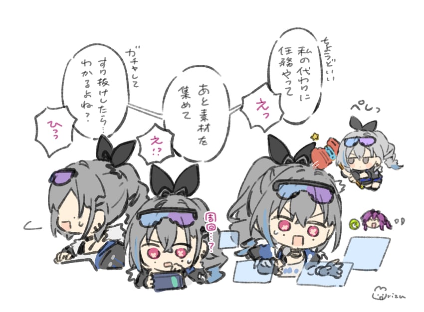 kafka, sparkle, and silver wolf (honkai and 1 more) drawn by rizu033