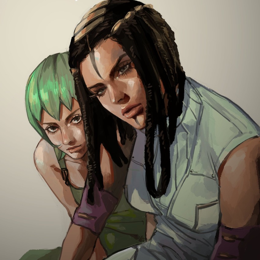 foo fighters and ermes costello (jojo no kimyou na bouken and 1 more) drawn by meron_nouka