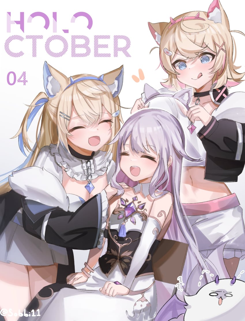 fuwawa abyssgard, mococo abyssgard, koseki bijou, and perroccino (hololive and 1 more) drawn by sobbi11