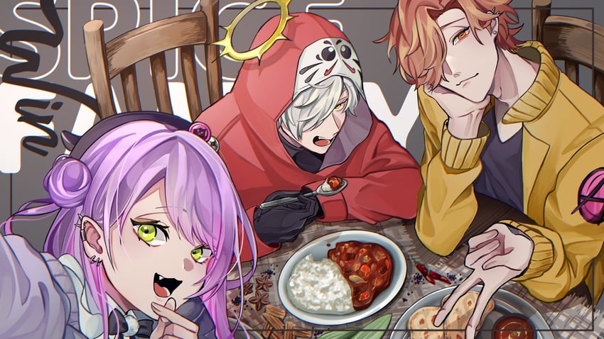tokoyami towa, daruma is god, and arisakaaa (hololive and 1 more) drawn by chomchom_(chomx2)