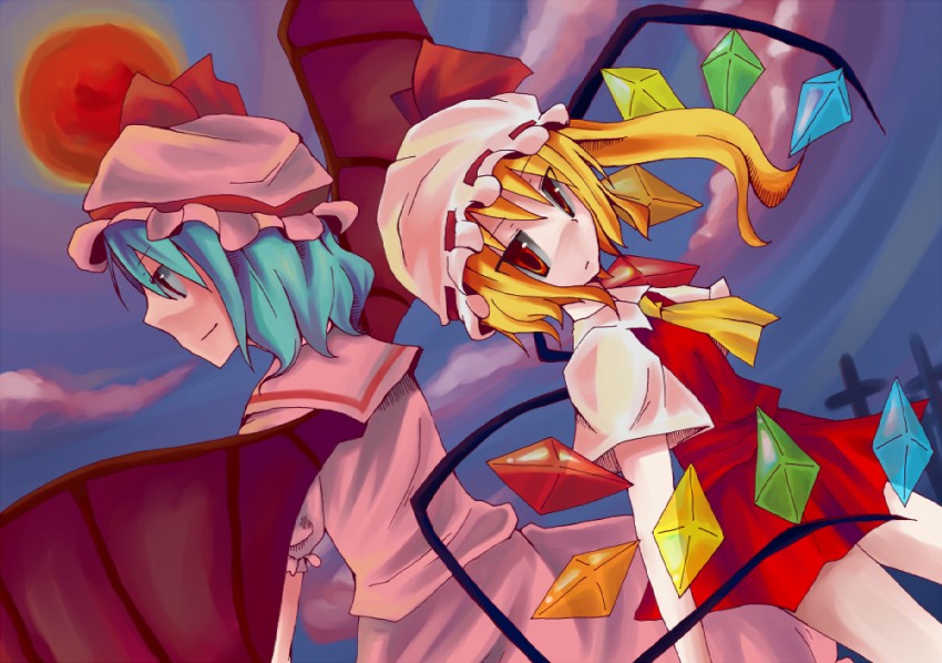 remilia scarlet and flandre scarlet (touhou) drawn by ichigon_(chigoso)