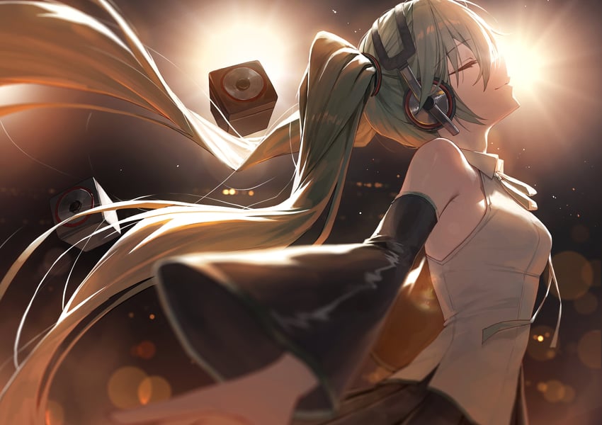 hatsune miku (vocaloid and 1 more) drawn by huhi_(huhi_1211)