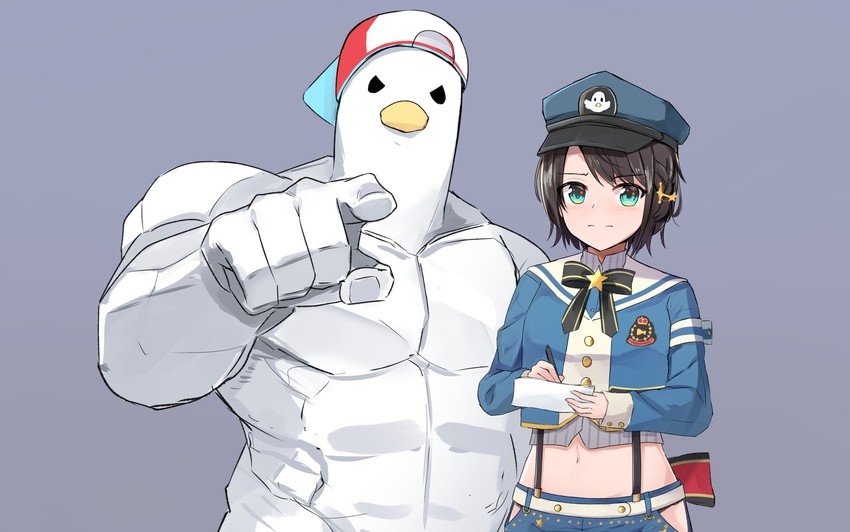 oozora subaru and subaru duck (hololive) drawn by shuuzo3