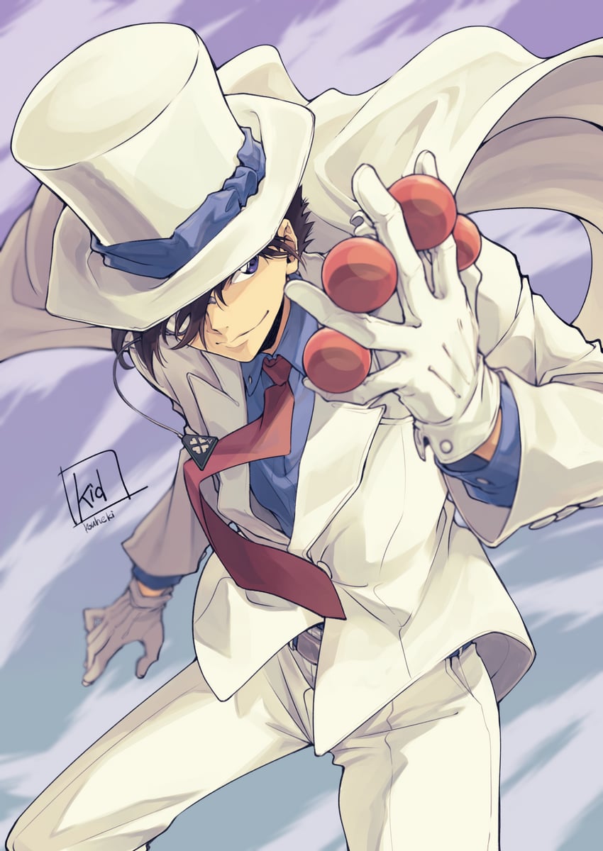 kaitou kid (meitantei conan and 1 more) drawn by borokouhek