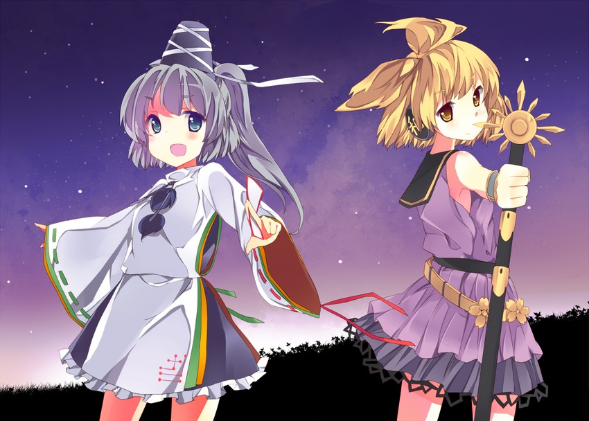 toyosatomimi no miko and mononobe no futo (touhou) drawn by niyo